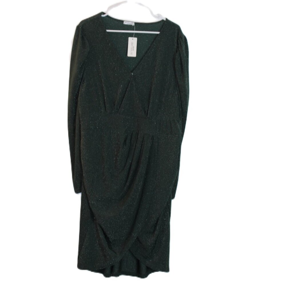 IN'VOLAND Green Sparkle Dress Long Sleeve Size 22W